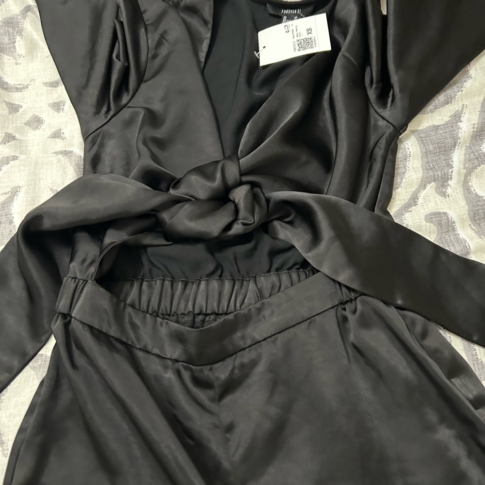 Forever 21 Black Satin Jumpsuit